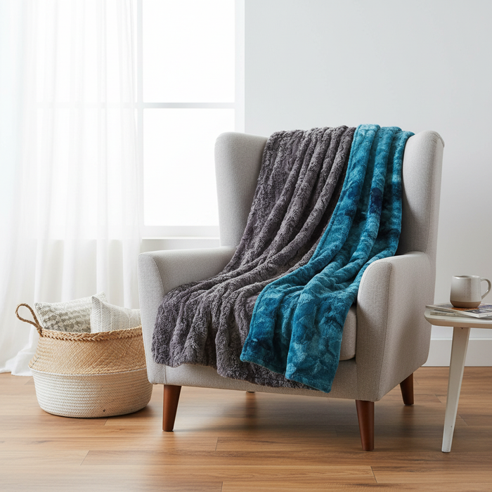 Gray Wild Rabbit Minky and Mallard Galaxy Minky Blanket - DBC Baby Bedding Co