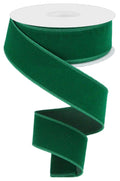 Green Velvet Wired Ribbon by RG Ribbon – 1.5" x 10 Yards, Holiday Wreath Ribbon,  Craft Supplies