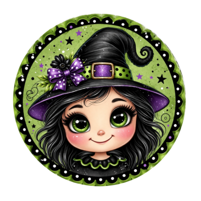 Green Witch Halloween 10" Wreath Sign, Home Decor, The Ritzy Cactus