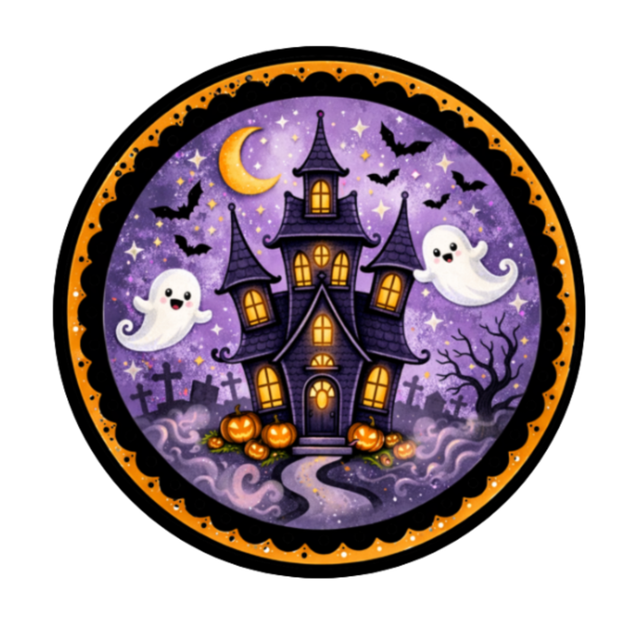 Haunted House Halloween 10" Wreath Sign, Home Decor, The Ritzy Cactus