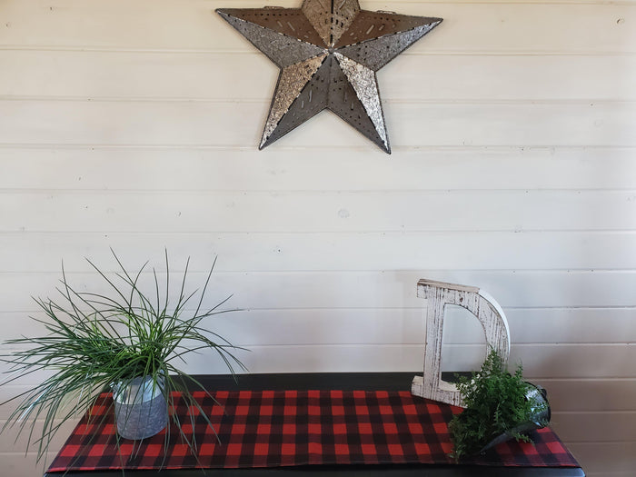 Home Decor - Table Runner - Red Black Check with Fawn Minky decorative ends - DBC Baby Bedding Co
