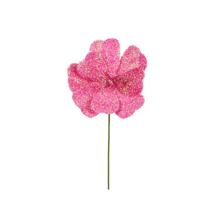 Hot Pink 7.75"Dia V-Cut Foil Flower Stem, Spring Summer Wreath Embellishment , DIY Wreath Supply
