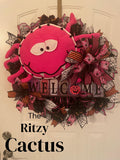 Hot Pink Spider Welcome Halloween Wreath Door Decoration 24 Inches  One-of-a-Kind Halloween Décor