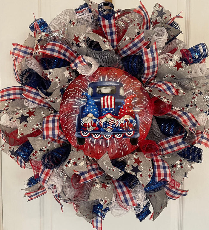 July Fourth Gnome Door Wreath