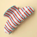 Jumbo Stripe Plaid Oval Hair Claw Clips In Red Blue - Infinity Raine