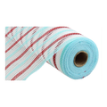 Jute Stripe White Red Ice Blue Deco Mesh -10.25 inch x 10yards, Poly Deco Mesh