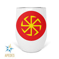 Kolovrat Slavic Solar Symbol Stainless Steel Stemless Wine Cup 12 OZ - Apedes Flags And Banners