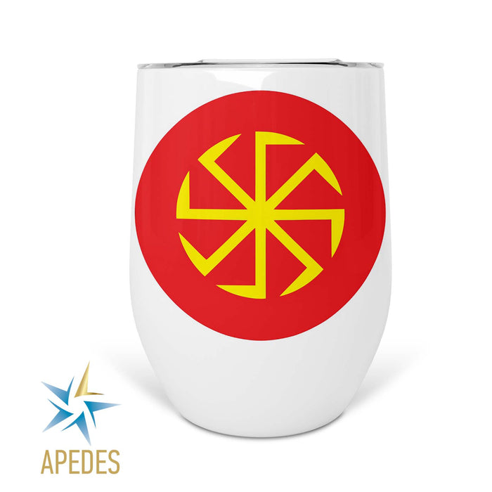 Kolovrat Slavic Solar Symbol Stainless Steel Stemless Wine Cup 12 OZ - Apedes Flags And Banners