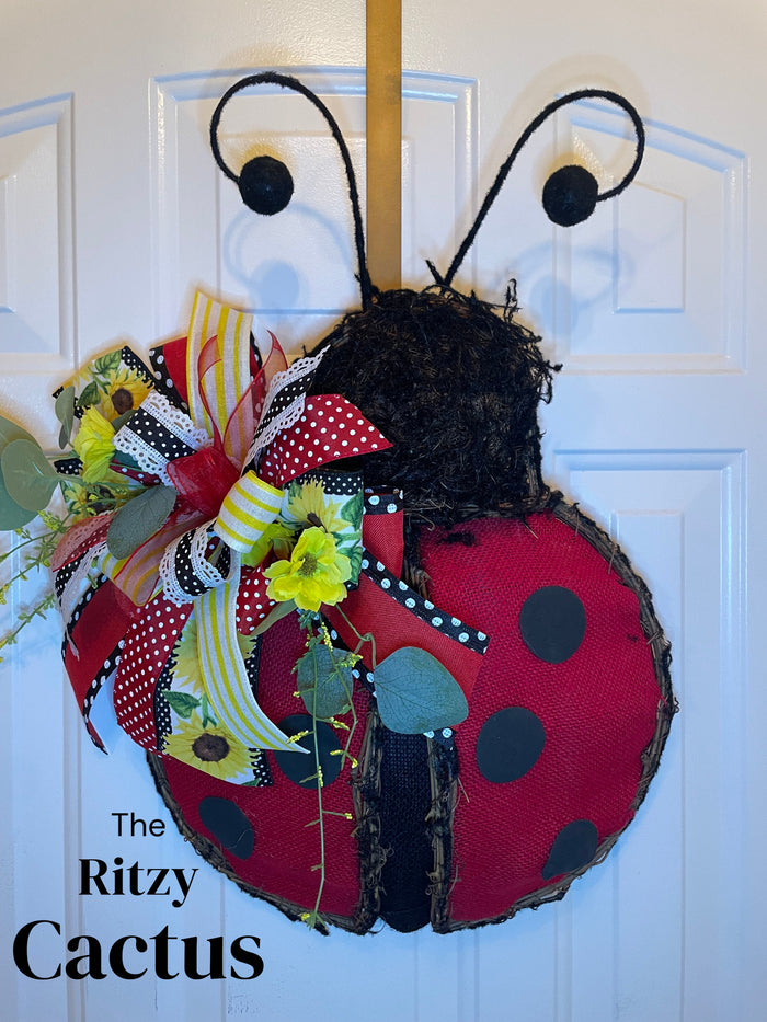 Ladybug Luck Door Decoration - 21 x 17 Inches – One-of-a-Kind Summer Décor