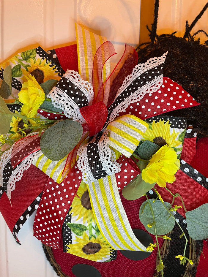 Ladybug Luck Door Decoration - 21 x 17 Inches – One-of-a-Kind Summer Décor