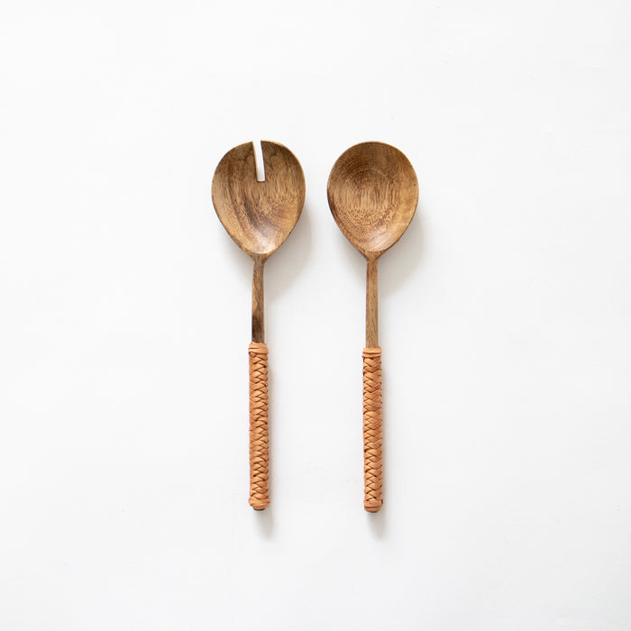 Leather Wrapped Salad Servers