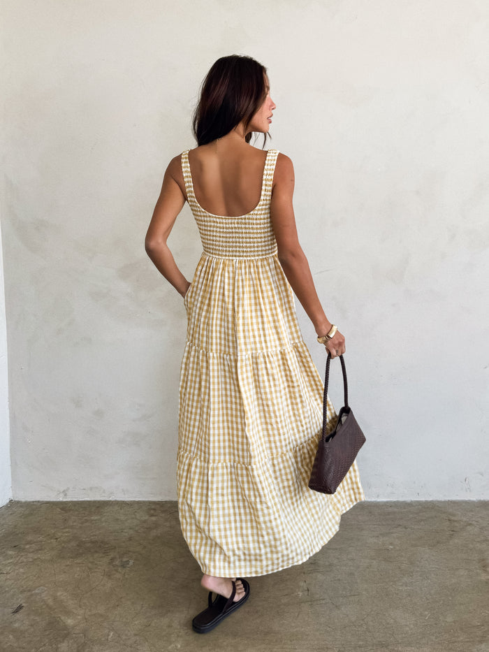 Lemon Ricotta Gingham Maxi Dress - Stitch And Feather