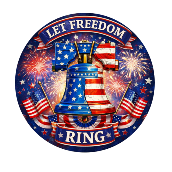 Let Freedom Ring 10 Inch Wreath Sign, Metal Wreath Sign, Home Decor, The Ritzy Cactus