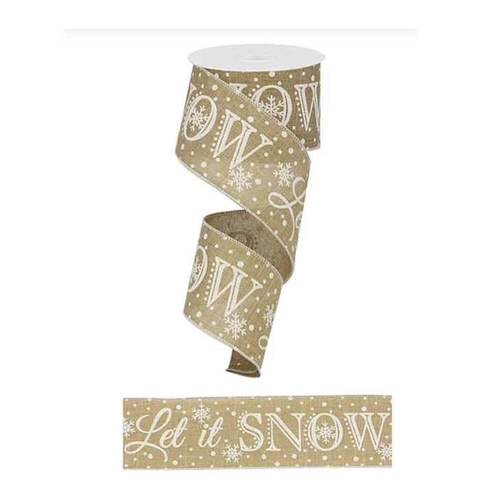 Let It Snow Royal Wired Ribbon by RG – 2.5" x 10 Yards, Wreath Ribbon