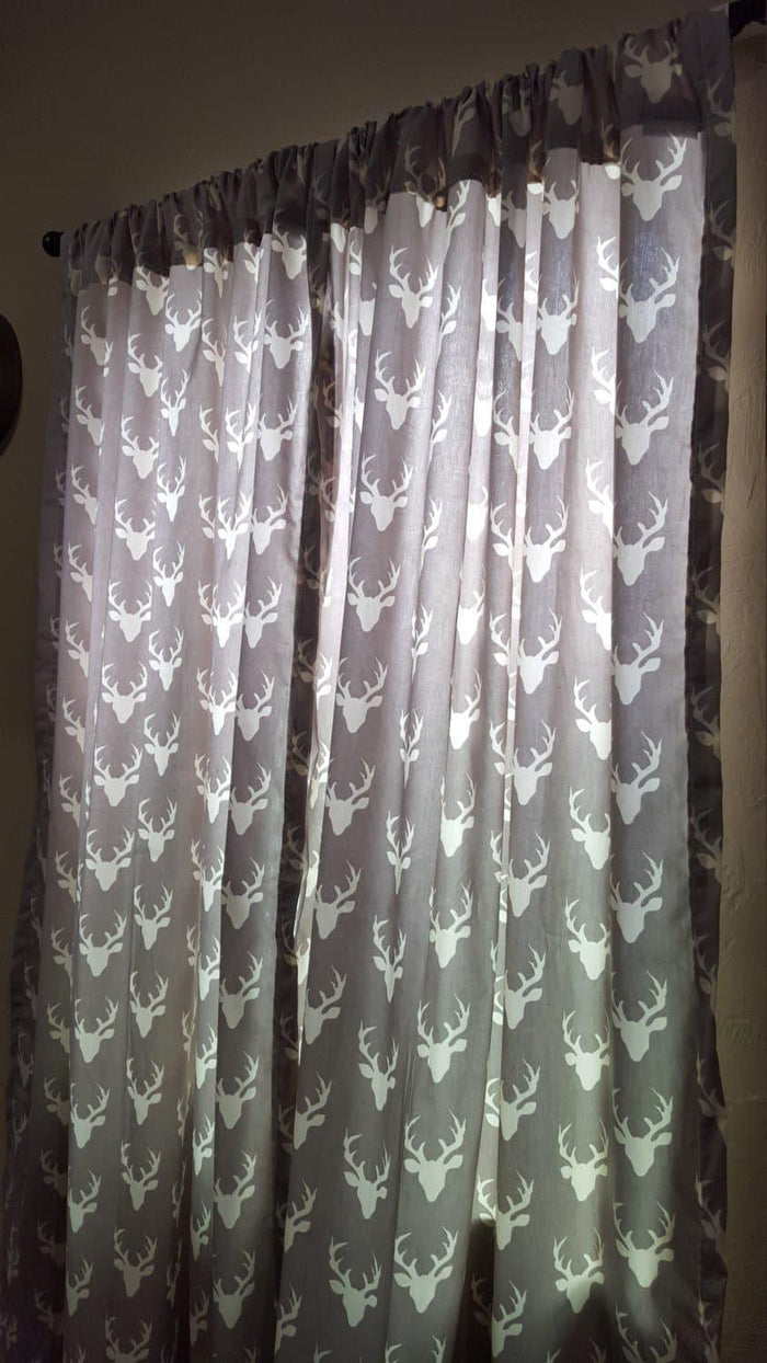 Curtain Panels or Valance - Buck in Light Gray - DBC Baby Bedding Co