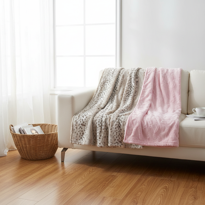 Lynx Minky and Blush Hide Minky Blanket - DBC Baby Bedding Co