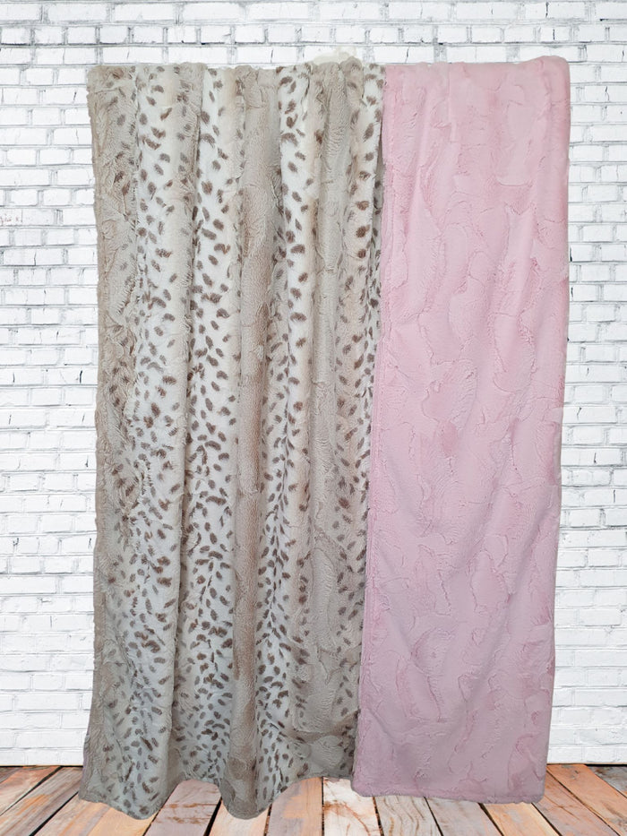 Luxe Minky Blanket - Lynx Minky and Blush Hide Minky - DBC Baby Bedding Co