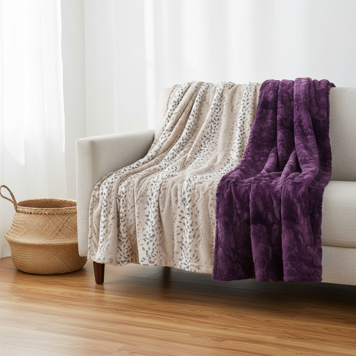 Lynx Minky and Plum Galaxy Minky Blanket - DBC Baby Bedding Co