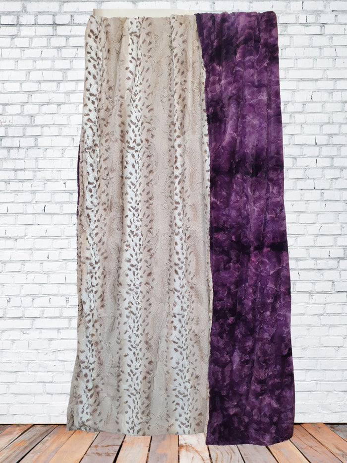 Luxe Minky Blanket  - Lynx Minky and Plum Galaxy Minky - DBC Baby Bedding Co