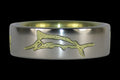 Marlin Engraved Titanium Ring Anodized Yellow - Hawaii Titanium Rings