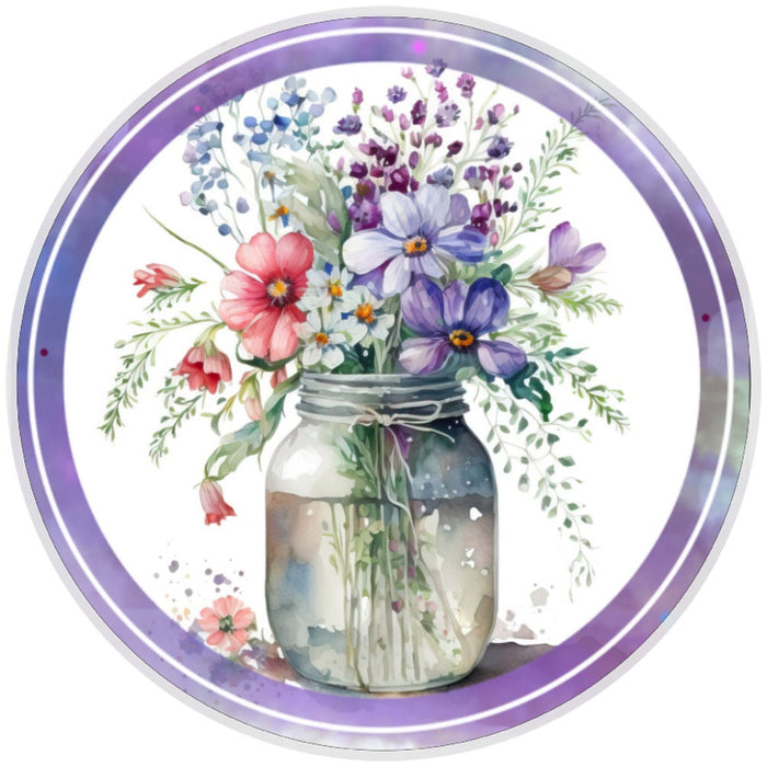 Mason Jar Flower Sign, Wreath Sign, Home Decor