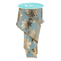 Metallic Poinsettia Sage Green Gold Wired Ribbon by RG Ribbon – 2.5" x 10 Yards