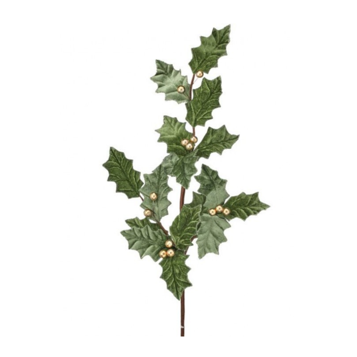 Mint Champagne Garden Holiday Holly Spray, Holiday Stem Embellishment