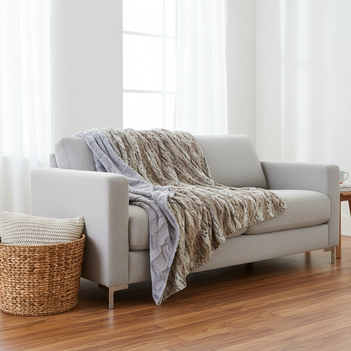 Mountain Fox Minky and Gray Hide Minky Blanket - DBC Baby Bedding Co