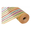 Multi Color Stripe Metallic Deco Mesh -10.25 inch x 10yards, Poly/Jute Mesh