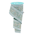 Multi Swirls Sage Green White Gold  Wired Ribbon by RG Ribbon – 2.5" x 10 Yards, Wreath Ribbon