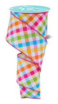 Multicolor Plaid Ribbon by RG Ribbon  2.5" x 10 Yards, Spring Easter Wreath Ribbon,  Craft Supplies
