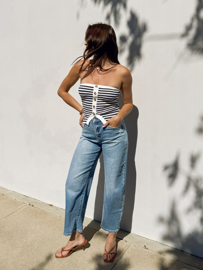 Nantucket Stripe Knit Top in Navy - Final Sale - Stitch And Feather