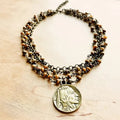 Natural Agate Collar-Length Necklace with Coin - Infinity Raine