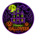Neon Haunted House Halloween 10" Wreath Sign, Home Decor, The Ritzy Cactus