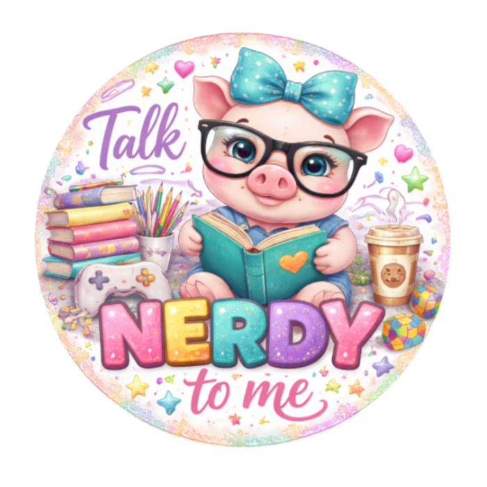 Nerdy Pig 10 Inch Wreath Sign, Metal Wreath Sign, Home Decor, The Ritzy Cactus