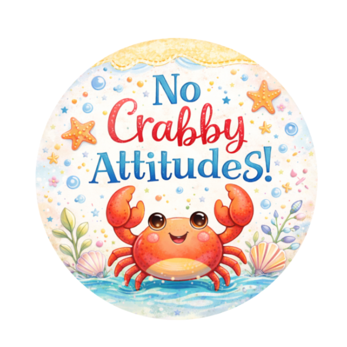 No Crabby Attitudes 10" Wreath Sign, Home Decor, The Ritzy Cactus