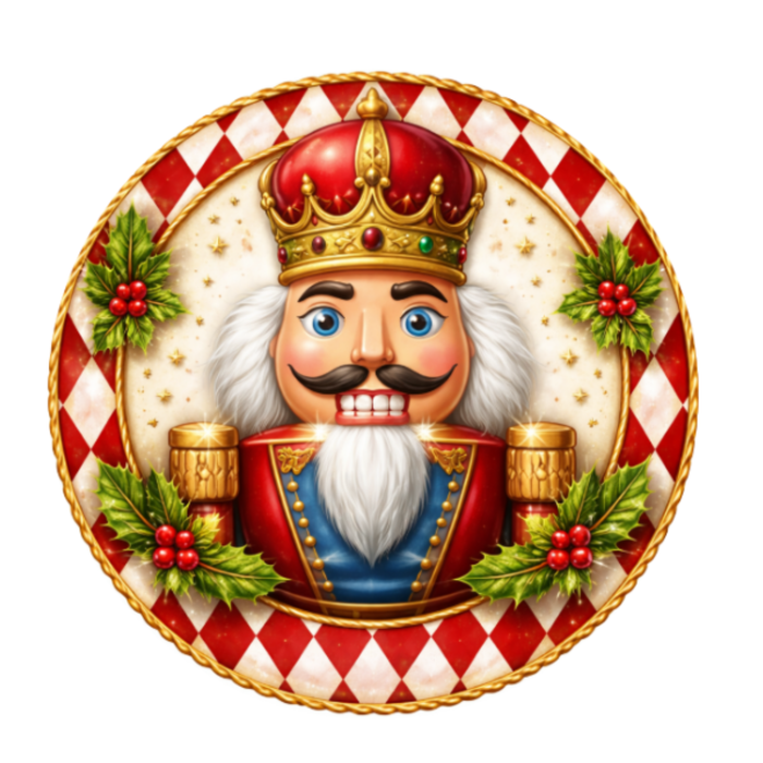 Nutcracker Red Harlequin Christmas  Sign 10" Wreath Sign, Home Decor, The Ritzy Cactus