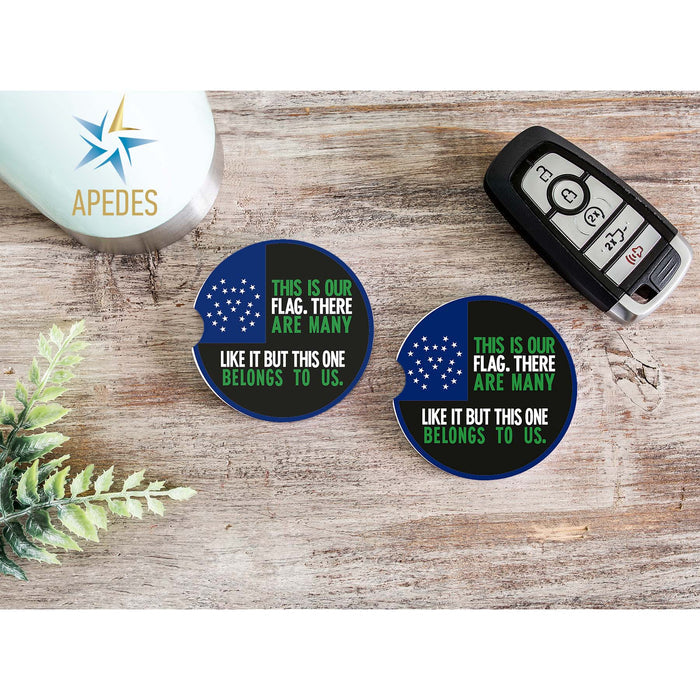 NYPD This Is Our Flag Car Cup Holder Coaster (Set of 2) - Apedes Flags And Banners