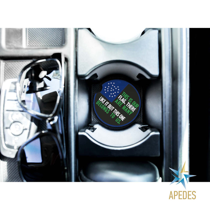 NYPD This Is Our Flag Car Cup Holder Coaster (Set of 2) - Apedes Flags And Banners