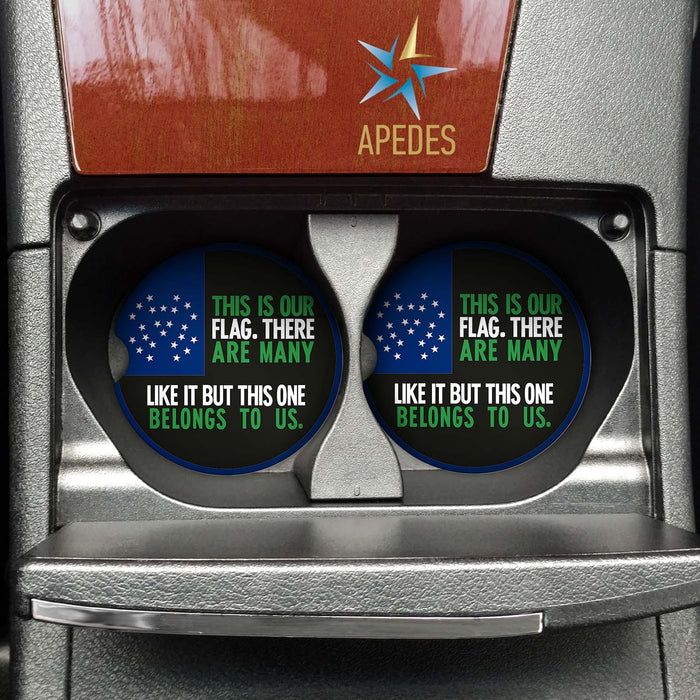 NYPD This Is Our Flag Car Cup Holder Coaster (Set of 2) - Apedes Flags And Banners