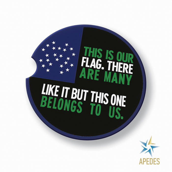 NYPD This Is Our Flag Car Cup Holder Coaster (Set of 2) - Apedes Flags And Banners