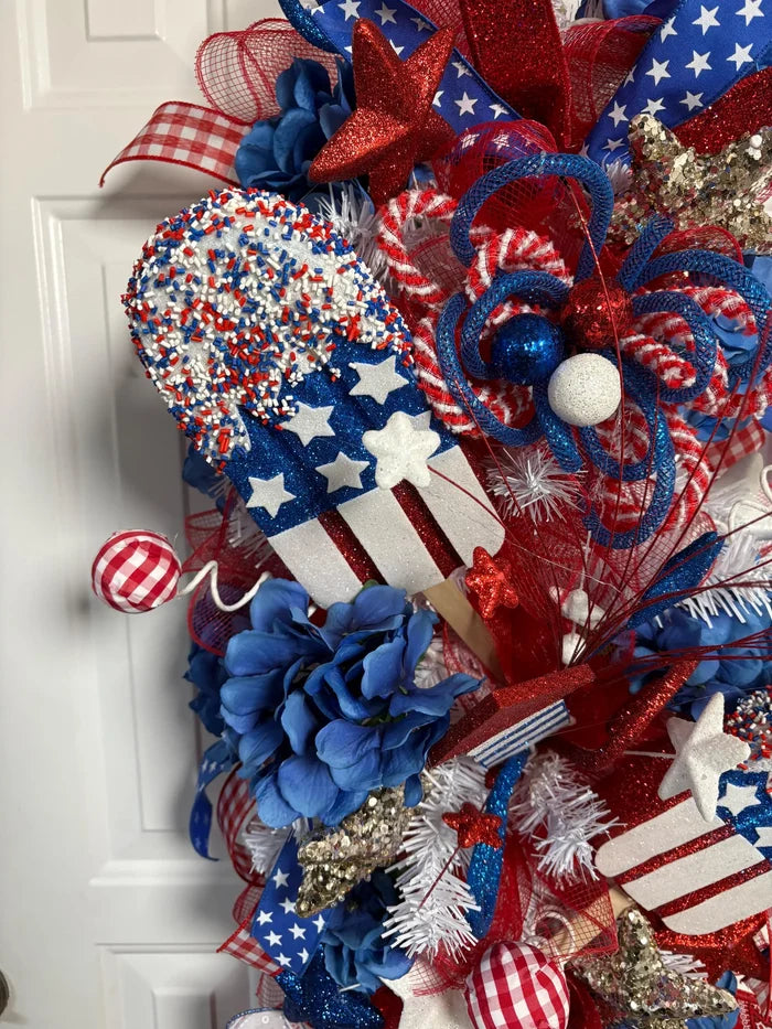 Oversized Patriotic Popsicle Wreath, Door Swag, Home Decor