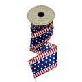 Patriotic Stripe With Stars Wired Ribbon by d. Stevens Ribbon – 2.5" x 10 Yards, Wreath Ribbon