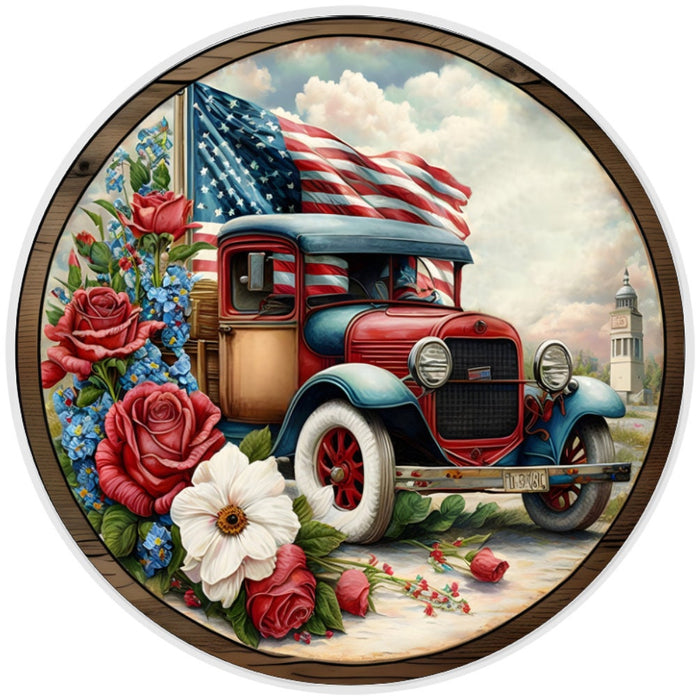 Patriotic Truck Sign, Wreath Sign, Home Decor