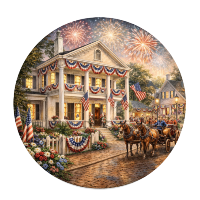Patriotic Village Sign 10 inch Wreath Sign, Home Decor, The Ritzy Cactus