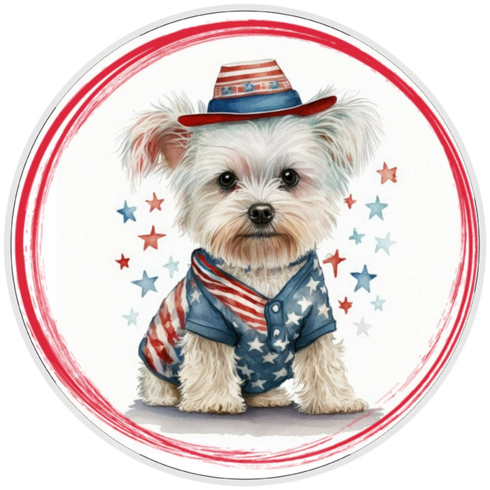 Patriotic White Dog Sign, Wreath Sign, Home Decor