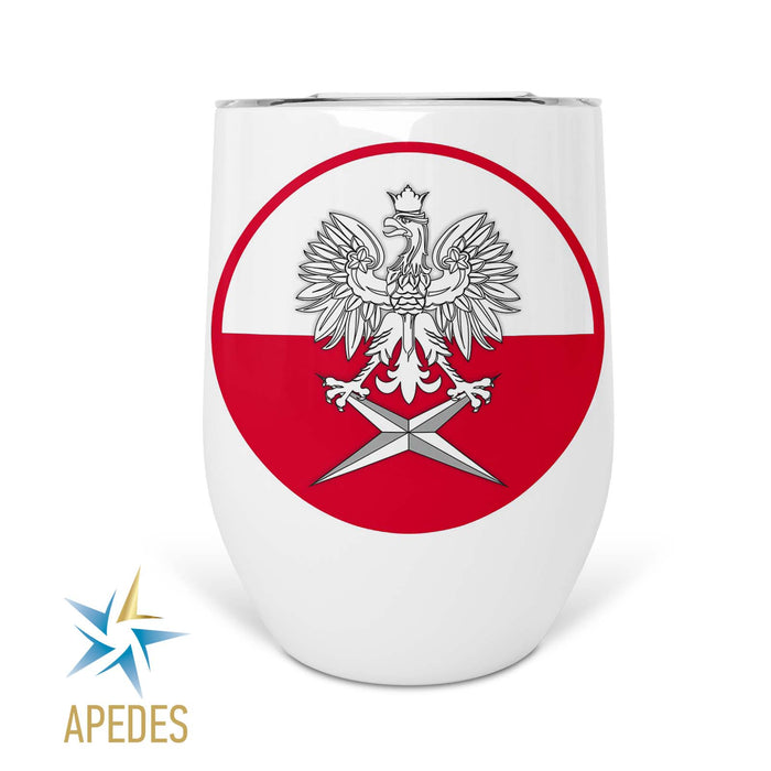 Poland Stainless Steel Stemless Wine Cup 12 OZ - Apedes Flags And Banners