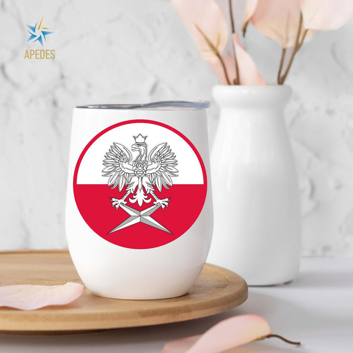 Poland Stainless Steel Stemless Wine Cup 12 OZ - Apedes Flags And Banners