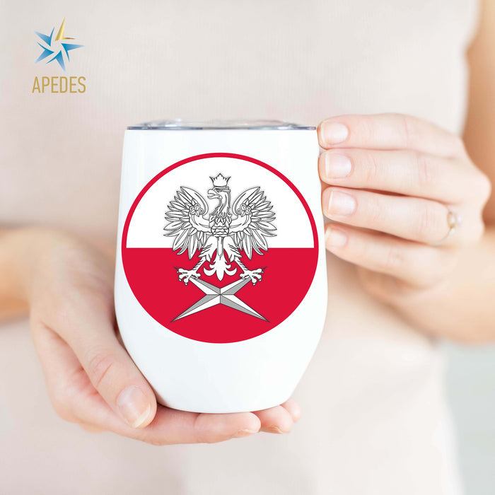 Poland Stainless Steel Stemless Wine Cup 12 OZ - Apedes Flags And Banners