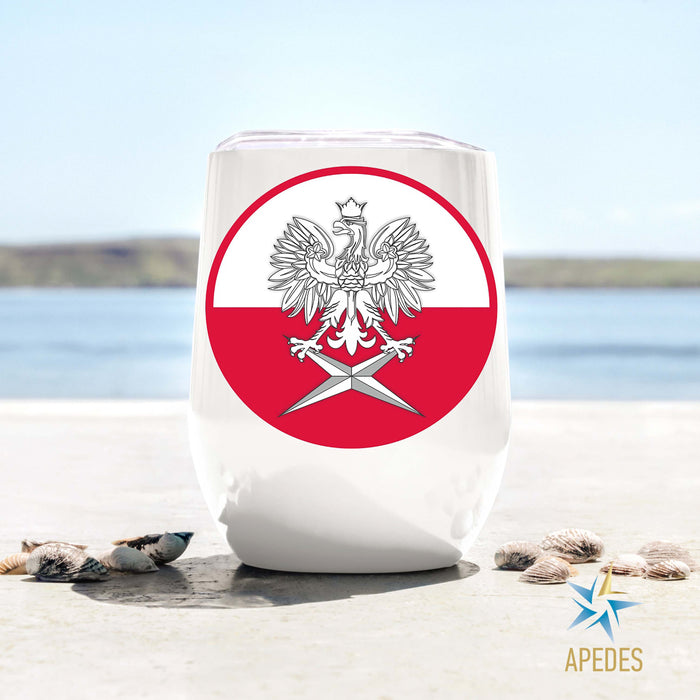 Poland Stainless Steel Stemless Wine Cup 12 OZ - Apedes Flags And Banners